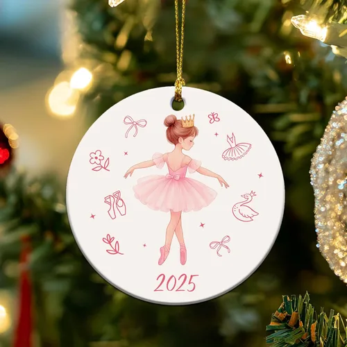 Vista 3 de Adorno de bailarina 2025 – Regalos de ballet para niñas pequeñas, niños, adolescentes y bailarines – Adornos de ballet para árbol de Navidad