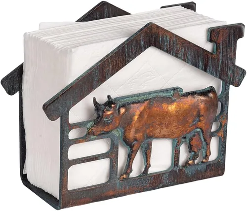 Vista 5 de Mini servilletero de metal para mesa, servilleteros rústicos de granja para servilletas de papel, toallas de papel de cobre antiguo, dispensador
