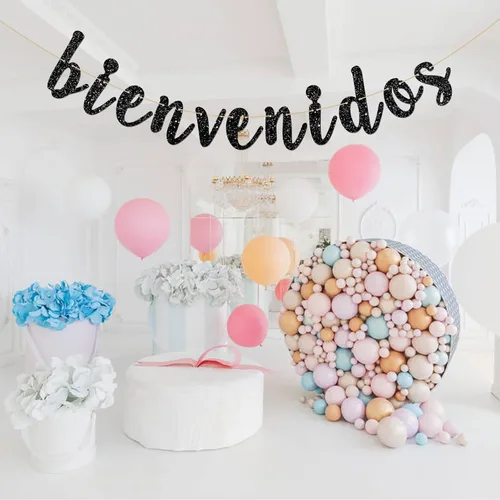 Vista 7 de INNORU Cartel de Bienvenidos - Decoración de fiesta mexicana de bienvenida - Cartel español para decoración de fiesta en el hogar - Suministros