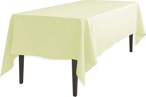 Vista 5 de Mantel rectangular de poliéster LinenTablecloth 60 x 126 pulgadas, color blanco.