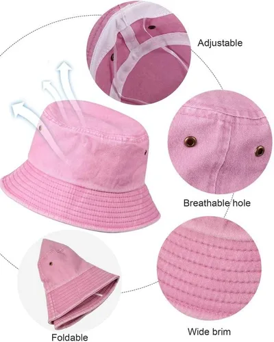 Vista 6 de Geyoga Paquete de 8 sombreros de pescador de algodón plegables y plegables, para niños, adolescentes, niñas, mujeres y hombres