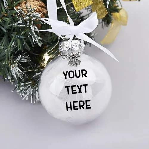 Vista 3 de Adorno redondo personalizado para decoración del árbol de Navidad, nombre de texto personalizado, adorno de bola de Navidad, recuerdo personalizado