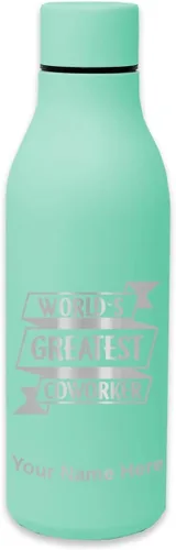 Vista 10 de LaserGram Botella de agua de acero inoxidable de doble pared, el mejor compañero de trabajo del mundo, grabado personalizado incluido