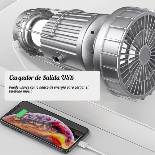 Vista 4 de SupBri Linterna solar para campamento con ventilador, ventiladores de campamento recargables que cargan para teléfono, luz a pilas para huracanes
