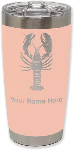Vista 33 de LaserGram Vaso aislado al vacío de 20 onzas, langosta, grabado personalizado incluido (negro)