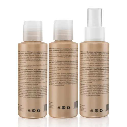 Vista 7 de MOEHAIR Juego de trío de viaje: champú con infusión de proteínas, acondicionador Color Alive y acondicionador sin enjuague, fortalecimiento e