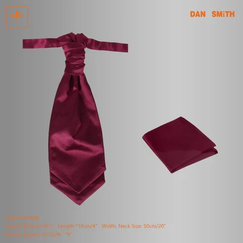 Vista 2 de Dan Smith Pañuelo formal de satén liso para hombre, extra largo, 14.5 pulgadas, cuello ajustable de 20 pulgadas