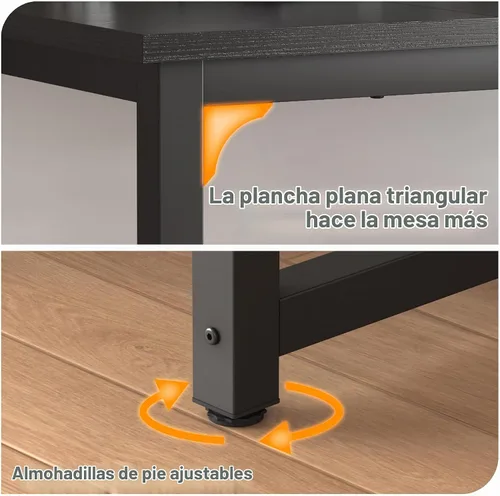 Vista 6 de NSdirect - Escritorio extra grande de 63 pulgadas XL para computadora, tiene una amplia mesa de trabajo para escritura, juegos y trabajo en casa