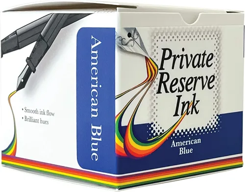 Vista 4 de Private Reserve Ink American Blue – Botella de tinta embotellada para pluma estilográfica de 60ml Premium Tinta de calidad archivística vibrante
