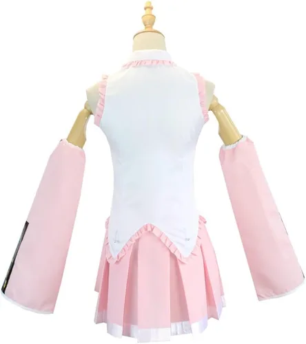 Vista 4 de Disfraz de anime rosa para mujer, disfraz de uniforme escolar, disfraces de Halloween con pelucas