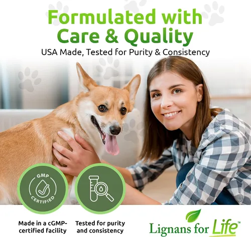 Vista 5 de Lignans For Life Linaza Lignans para perros y personas – Suplemento orgánico de linaza para apoyo hormonal, 15 mg 90 cápsulas, semillas de lino