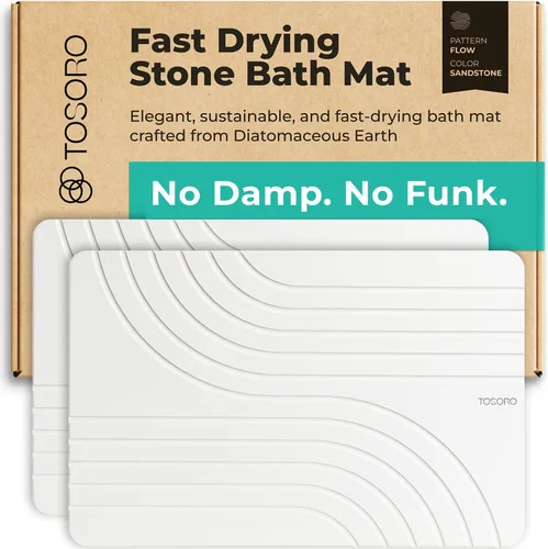 Vista 15 de TOSORO - Tapete de baño de piedra de tierra de diatomeas, antideslizante, súper absorbente, tapete de baño de piedra de diatomita para el suelo