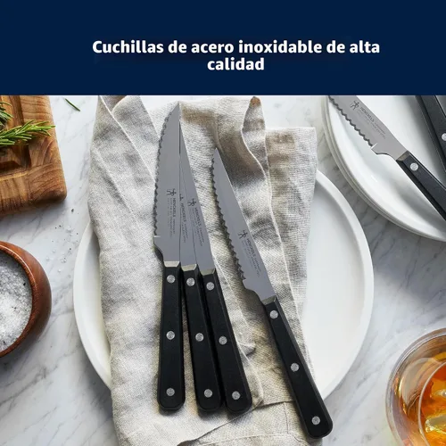 Vista 5 de HENCKELS - Juego de 8 cuchillos afilados para carne, diseño alemán