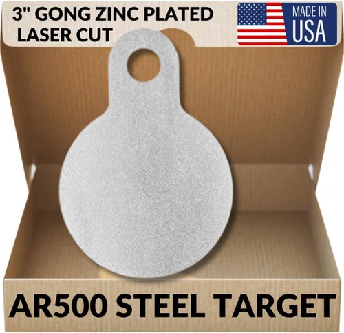 Vista 10 de Ar500 Steel Targets Rifles – 4000 fpe – 1/2 pulgada Ar 500 Steel Gong Target – Corte láser certificado acero chapado en zinc – Ar 500 objetivo