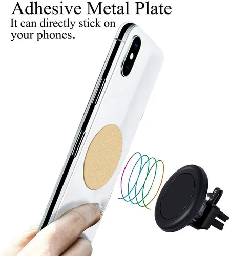 Vista 4 de ACKLLR 16 piezas de placa de metal para teléfono con adhesivo para montaje magnético sin cuna, teléfono celular, GPS y soporte para tableta, 8