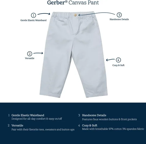Vista 6 de Gerber Pantalones de lona para bebés y niños pequeños