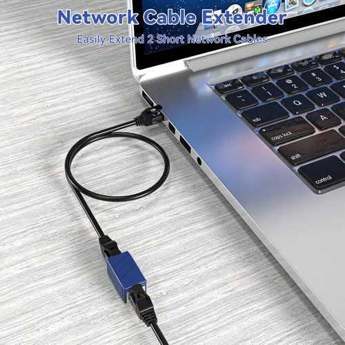 Vista 4 de Acoplador RJ45, adaptadores Ethernet de 2 pak, hembra a hembra, modular recto de 8 pines, conectores de red para cable Ethernet Azul