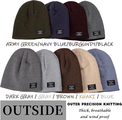 Vista 2 de HiRui Gorros de invierno para hombres y mujeres, gorro de punto con forro polar cálido y holgado