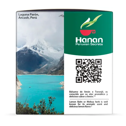 Vista 3 de Hanan Peruvian Secrets Té de bálsamo de limón (Toronjil) - 300 bolsitas de té de hierbas - bálsamo de limón o hierba melissa - Hojas de plantas