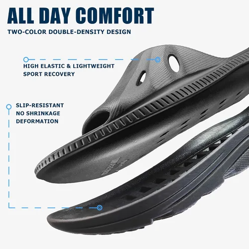 Vista 4 de NPNYSY Womens Recovery Sandals Mens Comfortable Athletic Slides Thick Cushion Lightweight Plantar Fasciitis Sport Sliders of Indoor Outdoor,Arch