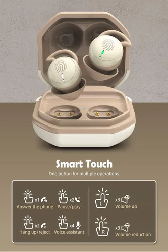Vista 3 de Auriculares para dormir pequeños con Bluetooth, mini auriculares inalámbricos discretos para música, hogar, trabajo (nude)