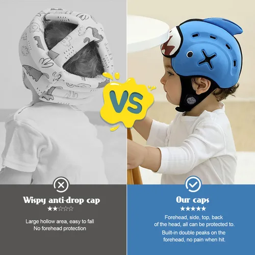 Vista 4 de Casco de seguridad para bebé para gatear y caminar – Protector de cabeza de bebé ultraligero ajustable de 10 a 24 meses, casco suave transpirable
