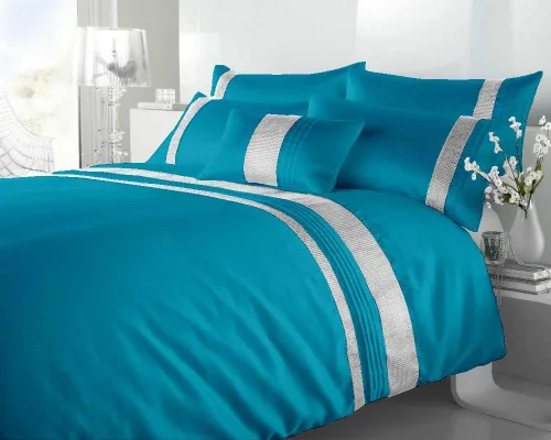 Vista 10 de BedDecor Juego de funda de edredón de 5 piezas con forro plateado de 600 hilos, 100% algodón egipcio (individual/individual XL, rojo sangriento)