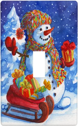 Vista 74 de Cubierta de interruptor de luz dúplex de 1 banda, cubierta decorativa de Navidad con copos de nieve rojos, placa frontal decorativa para cocina
