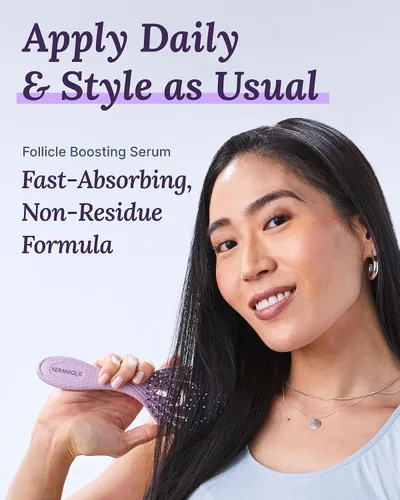Vista 6 de Keranique Juego de champú y acondicionador tratado con suero para el cabello folículo potenciador - Juego de refuerzo de color enriquecido