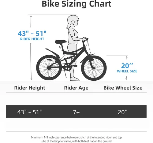 Vista 4 de JOYSTAR 20 Inch Kids' Bike for Boys Girls Ages 7-13 Years Old, Dual-Suspension Kids Mountain Bike with Dual Handbrake & Kickstand, Multiple
