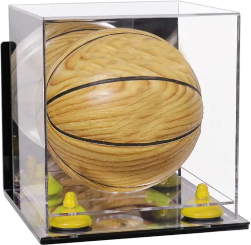 Vista 83 de Better Display Cases Mini acrílico - Miniatura (no tamaño completo) Baloncesto vitrina con elevadores negros y espejo (A015-BR)