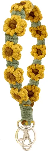 Vista 5 de Llavero de muñeca lindo hecho a mano para mujeres con llavero de macramé para llaves de coche Azul