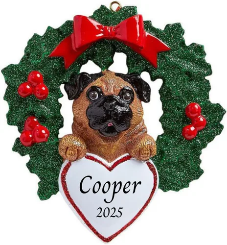 Vista 31 de Adornos personalizados para árbol de Navidad 2025 para mascotas, Chihuahua con corona, recuerdo para los amantes de los perros de los cachorros