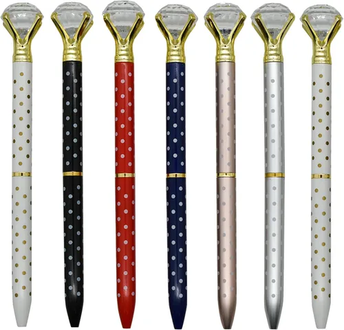 Vista 12 de Maydahui 12 bolígrafos de metal con diamantes grandes retráctiles, brillantes, para bodas, despedidas de soltera, fiestas