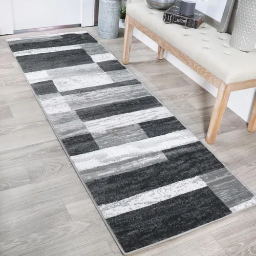 Vista 59 de Superior - Alfombra de pasillo, reverso de yute, moderna, geométrica, para dormitorio, oficina, sala de estar, entrada, suelo de madera dura