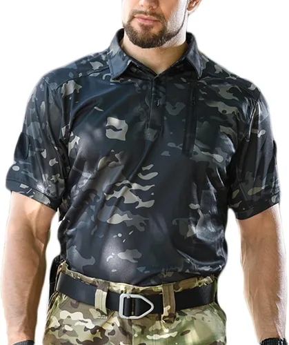 Vista 2 de HARGLESMAN Polo táctico de manga corta para hombre (S-3XL)