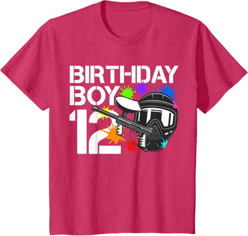 Vista 50 de 12th B-Day Paintball Birthday Party Boy 12 Year Old Funny T-Shirt, Negro