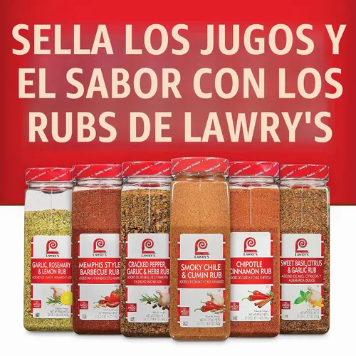 Vista 7 de Lawry's Chipotle Cinnamon Rub, 27 onzas – Un recipiente de 27 onzas de Chipotle Cinnamon Rub hecho de chile chipotle, canela y pimentón perfecto