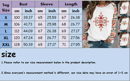 Vista 4 de Womens Fall Shirts Pullover Tops Casual Round Neck Aztec Printed Raglan Long Sleeve Sweatshirt Loose Graphic Tees
