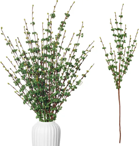 Vista 22 de Wootkey 10 piezas de flores artificiales de jazmín de tallo largo, color naranja quemado, jazmín otoñal, tallos florales de otoño para ramos