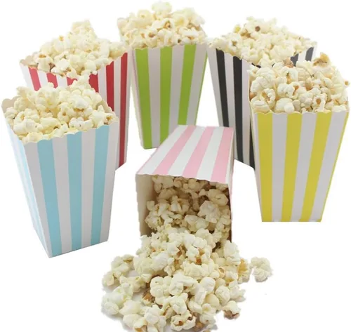 Vista 3 de Tvoip 36 unids/lote de cajas de palomitas de maíz coloridas para dulces, alimentos y chocolate, bodas, cumpleaños y películas (negro)