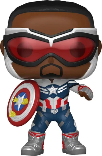 Vista 2 de ¡Funko Pop! Marvel: Halcón y el soldado de invierno - Capitán América (Sam Wilson) con escudo, año del escudo exclusivo de Amazon