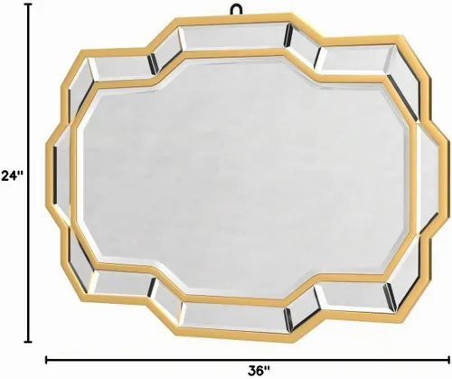 Vista 10 de Espejos dorados para decoración, espejo de pared grande de 36 x 24 pulgadas con vidrio biselado, espejo rectangular moderno para baño, entrada