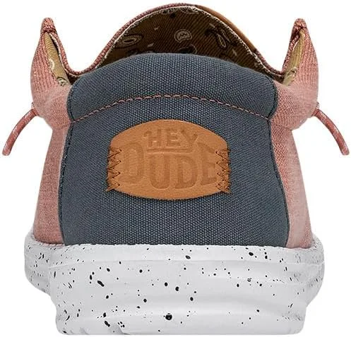 Vista 5 de HEYDUDE - Mocasines de lona lavada Wally para hombre, mocasines sin cordones, cómodos y ligeros