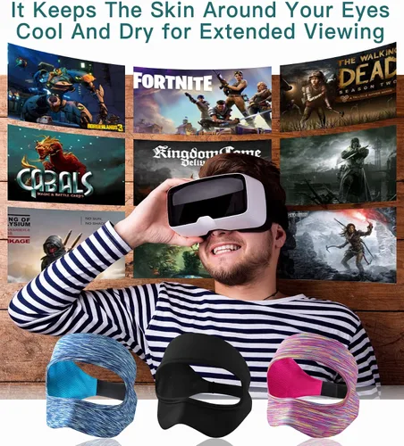 Vista 6 de SKNBC Home VR Eye Mask Cover Breathable Sweat Band Adjustable Sizes HMD Padding for VR Workouts Supernatual with Virtual Reality Headsets Oculus