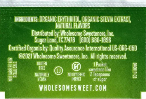 Vista 3 de Wholesome Sweeteners Endulzante Stevia Paquetes 1000 Pc, 1000 ct