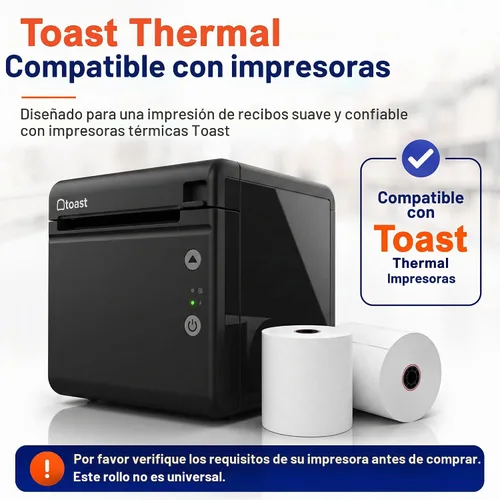 Vista 2 de Rollo de papel para impresora térmica para Toast TP200 Impresora de recibos de punto de venta (6 rollos)