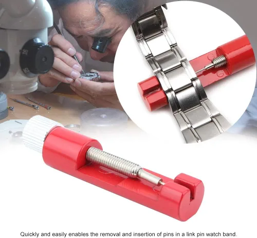 Vista 4 de Fydun Metal Watch Band Bracelet Link Pin Rver Rep Tool Kit for Families (Red)