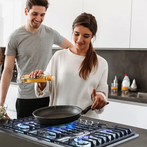Vista 8 de AMZCHEF Placa de cocina de gas de 30 pulgadas con 5 quemadores SABAF fabricados en Italia. Máx. 48300 BTU/hr Estufa de gas incorporada de acero