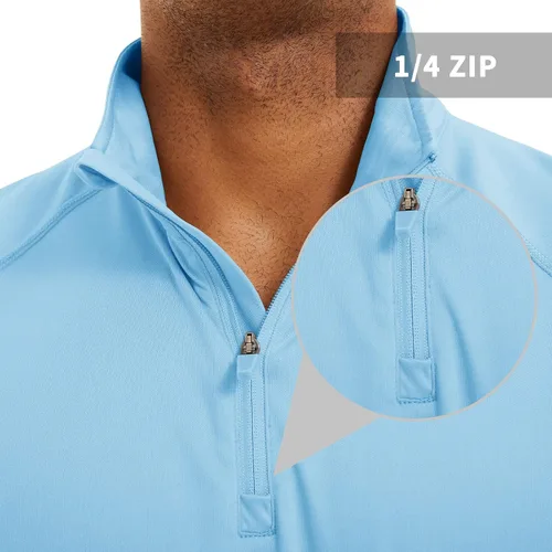 Vista 6 de CRYSULLY Camisas de pesca para hombre con protección solar UPF 50+ de manga larga y cremallera de 14